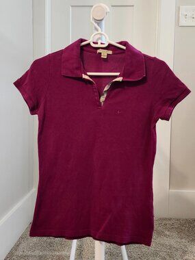 Burberry Brit Short Sleeve Polo Shirt – Women’s Small – Burgundy – EUC